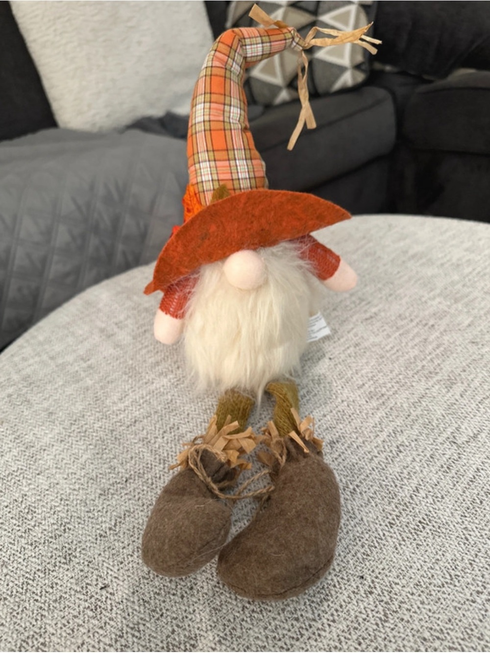 Orange Plaid Fall Gnome Decor